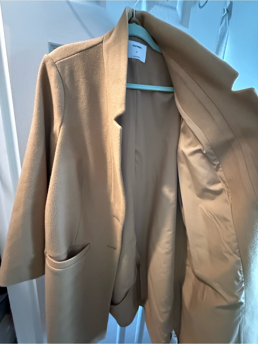 Old Navy Men's Tan Pea Coat - Single-Breasted - Picture 5 of 5